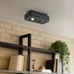 QAZQA Deckenstrahler|Aufbaustrahler*Abgerundeter Aufbaustrahler schwarz 2-flammig dreh- und schwenkbar - Dox