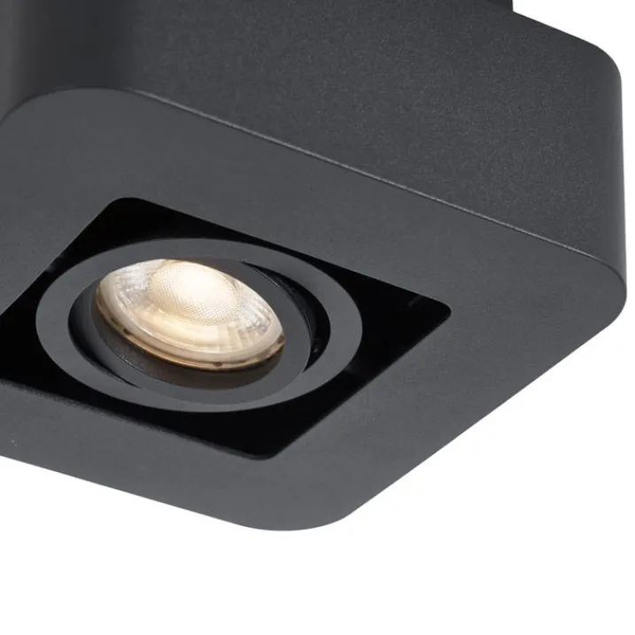 QAZQA Wandstrahler|Deckenstrahler*Abgerundeter Aufbaustrahler schwarz dreh- und schwenkbar - Dox