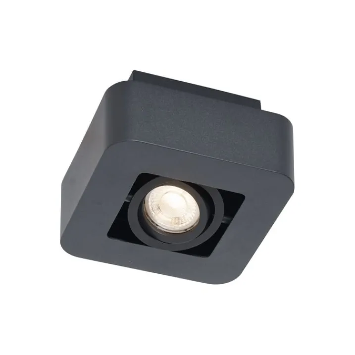 QAZQA Wandstrahler|Deckenstrahler*Abgerundeter Aufbaustrahler schwarz dreh- und schwenkbar - Dox