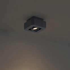 QAZQA Wandstrahler|Deckenstrahler*Abgerundeter Aufbaustrahler schwarz dreh- und schwenkbar - Dox