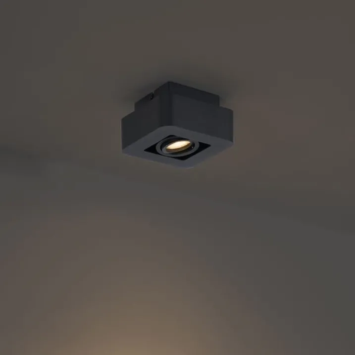 QAZQA Wandstrahler|Deckenstrahler*Abgerundeter Aufbaustrahler schwarz dreh- und schwenkbar - Dox