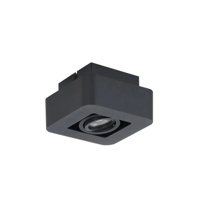 QAZQA Wandstrahler|Deckenstrahler*Abgerundeter Aufbaustrahler schwarz dreh- und schwenkbar - Dox