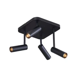 QAZQA Deckenstrahler|Aufbaustrahler*Abgerundeter Deckenstrahler schwarz GU10 35mm 4-flammig dreh- und schwenkbar - Kate