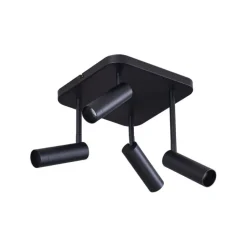 QAZQA Deckenstrahler|Aufbaustrahler*Abgerundeter Deckenstrahler schwarz GU10 35mm 4-flammig dreh- und schwenkbar - Kate