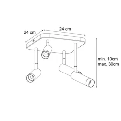 QAZQA Deckenstrahler|Aufbaustrahler*Abgerundeter Deckenstrahler schwarz GU10 35mm 4-flammig dreh- und schwenkbar - Kate