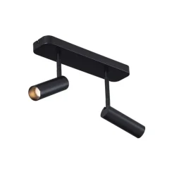 QAZQA Deckenstrahler|Aufbaustrahler*Abgerundeter Deckenstrahler schwarz GU10 35mm 2-flammig dreh- und schwenkbar - Kate