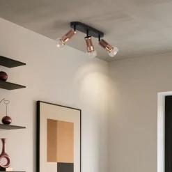 QAZQA Deckenstrahler|Aufbaustrahler*Abgerundeter Deckenstrahler Dunkelbronze 3-flammig Verstellbar - Veerle