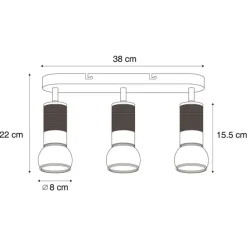 QAZQA Deckenstrahler|Aufbaustrahler*Abgerundeter Deckenstrahler Dunkelbronze 3-flammig Verstellbar - Veerle