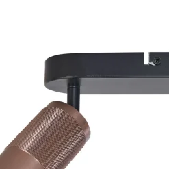 QAZQA Deckenstrahler|Aufbaustrahler*Abgerundeter Deckenstrahler Dunkelbronze 3-flammig Verstellbar - Veerle