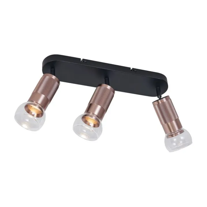 QAZQA Deckenstrahler|Aufbaustrahler*Abgerundeter Deckenstrahler Dunkelbronze 3-flammig Verstellbar - Veerle