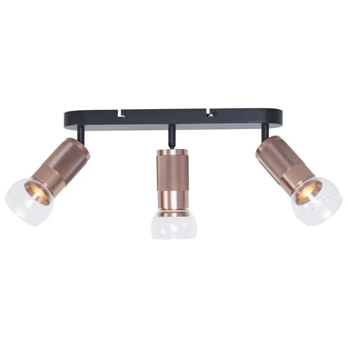 QAZQA Deckenstrahler|Aufbaustrahler*Abgerundeter Deckenstrahler Dunkelbronze 3-flammig Verstellbar - Veerle