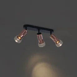 QAZQA Deckenstrahler|Aufbaustrahler*Abgerundeter Deckenstrahler Dunkelbronze 3-flammig Verstellbar - Veerle