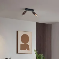 QAZQA Deckenstrahler|Aufbaustrahler*Abgerundeter Deckenstrahler Dunkelbronze 2-flammig Verstellbar - Veerle