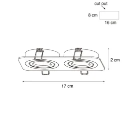 QAZQA Badezimmerlampen|Außenstrahler*Abgerundeter Einbaustrahler Dunkelbronze GU10 50mm Drehbar und Kippbar IP44 2-Lichter - Alberto