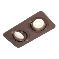 QAZQA Badezimmerlampen|Außenstrahler*Abgerundeter Einbaustrahler Dunkelbronze GU10 50mm Drehbar und Kippbar IP44 2-Lichter - Alberto