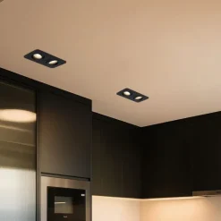 QAZQA Badezimmerlampen|Außenstrahler*Abgerundeter Einbaustrahler schwarz GU10 50mm dreh- und schwenkbar IP44 2-flammig - Alberto