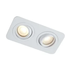 QAZQA Badezimmerlampen|Schlafzimmerlampen*Abgerundeter Einbaustrahler Weiß GU10 50mm Dreh- und Kippbar IP44 2-Licht - Alberto