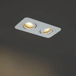 QAZQA Badezimmerlampen|Schlafzimmerlampen*Abgerundeter Einbaustrahler Weiß GU10 50mm Dreh- und Kippbar IP44 2-Licht - Alberto