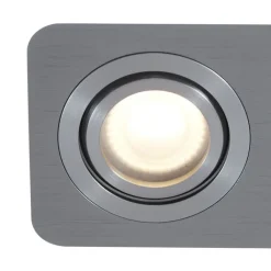 QAZQA Badezimmerlampen|Außenstrahler*Abgerundeter Einbaustrahler Gunmetal GU10 50mm dreh- und schwenkbar IP44 2-flammig - Alberto