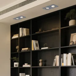 QAZQA Badezimmerlampen|Außenstrahler*Abgerundeter Einbaustrahler Gunmetal GU10 50mm dreh- und schwenkbar IP44 2-flammig - Alberto