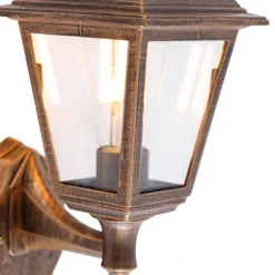 QAZQA Gartenbeleuchtung|Außenwandleuchten*Antike Wandleuchte Gold IP44 mit Bewegungsmelder - Capital