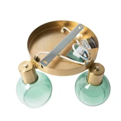 QAZQA Deckenstrahler|Aufbaustrahler*Art Deco Deckenlampe Gold mit grünem Glas 3 Lichter - Vidro