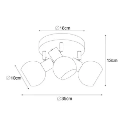 QAZQA Deckenstrahler|Aufbaustrahler*Art Deco Deckenlampe Gold mit grünem Glas 3 Lichter - Vidro