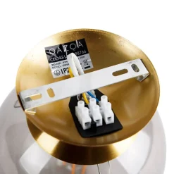 QAZQA Deckenleuchten|Wohnzimmerlampen*Art Deco Deckenlampe Messing mit Rauchglas - Pallon