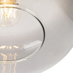 QAZQA Schlafzimmerlampen|Küchenlampen*Art Deco Deckenlampe schwarz mit Rauchglas - Bizle