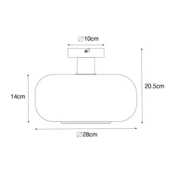 QAZQA Schlafzimmerlampen|Küchenlampen*Art Deco Deckenlampe schwarz mit Rauchglas - Bizle