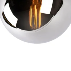 QAZQA Schlafzimmerlampen|Küchenlampen*Art Deco Deckenlampe schwarz mit Rauchspiegel - Pallon