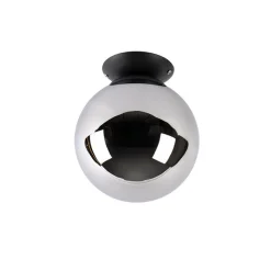 QAZQA Schlafzimmerlampen|Küchenlampen*Art Deco Deckenlampe schwarz mit Rauchspiegel - Pallon