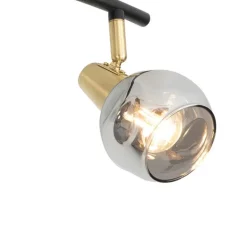 QAZQA Deckenleuchten|Wohnzimmerlampen*Art Deco Deckenleuchte Gold mit Rauchglas 4-Licht - Vidro