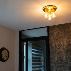 QAZQA Deckenleuchten|Wohnzimmerlampen*Art Deco Deckenleuchte gold rund - Facil 3