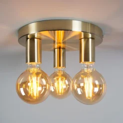 QAZQA Deckenleuchten|Wohnzimmerlampen*Art Deco Deckenleuchte gold rund - Facil 3