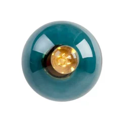 QAZQA Schlafzimmerlampen|Küchenlampen*Art Deco Deckenleuchte messing mit ozeanblauem Glaslampenschirm - Pallon