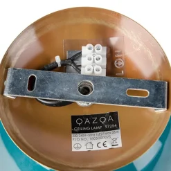 QAZQA Schlafzimmerlampen|Küchenlampen*Art Deco Deckenleuchte messing mit ozeanblauem Glaslampenschirm - Pallon