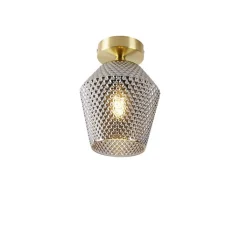 QAZQA Deckenleuchten|Wohnzimmerlampen*Art Deco Deckenleuchte Messing mit Rauchglas - Karce