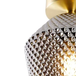 QAZQA Deckenleuchten|Wohnzimmerlampen*Art Deco Deckenleuchte Messing mit Rauchglas - Karce