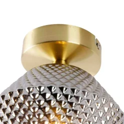 QAZQA Deckenleuchten|Wohnzimmerlampen*Art Deco Deckenleuchte Messing mit Rauchglas - Karce