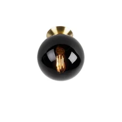 QAZQA Deckenleuchten|Wohnzimmerlampen*Art Deco Deckenleuchte Messing mit schwarzem Glas - Pallon