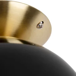 QAZQA Deckenleuchten|Wohnzimmerlampen*Art Deco Deckenleuchte Messing mit schwarzem Glas - Pallon