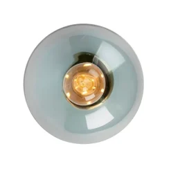 QAZQA Deckenleuchten|Wohnzimmerlampen*Art Deco Deckenleuchte Messing mit blauem Glas - Pallon