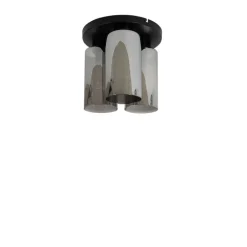 QAZQA Schlafzimmerlampen|Küchenlampen*Art Deco Deckenleuchte schwarz mit Rauchglas 3-flammig - Laura