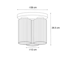 QAZQA Schlafzimmerlampen|Küchenlampen*Art Deco Deckenleuchte schwarz mit Rauchglas 3-flammig - Laura