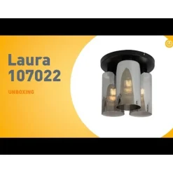 QAZQA Schlafzimmerlampen|Küchenlampen*Art Deco Deckenleuchte schwarz mit Rauchglas 3-flammig - Laura