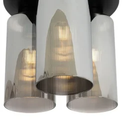 QAZQA Schlafzimmerlampen|Küchenlampen*Art Deco Deckenleuchte schwarz mit Rauchglas 3-flammig - Laura