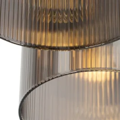 QAZQA Schlafzimmerlampen|Küchenlampen*Art Deco Deckenleuchte schwarz mit Rauchglas 3-flammig - Laura