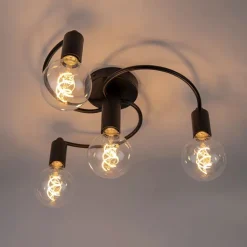 QAZQA Schlafzimmerlampen|Küchenlampen*Art Deco Deckenleuchte schwarz 4-flammig - Facil