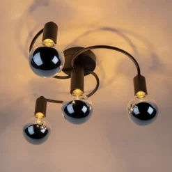 QAZQA Schlafzimmerlampen|Küchenlampen*Art Deco Deckenleuchte schwarz 4-flammig - Facil
